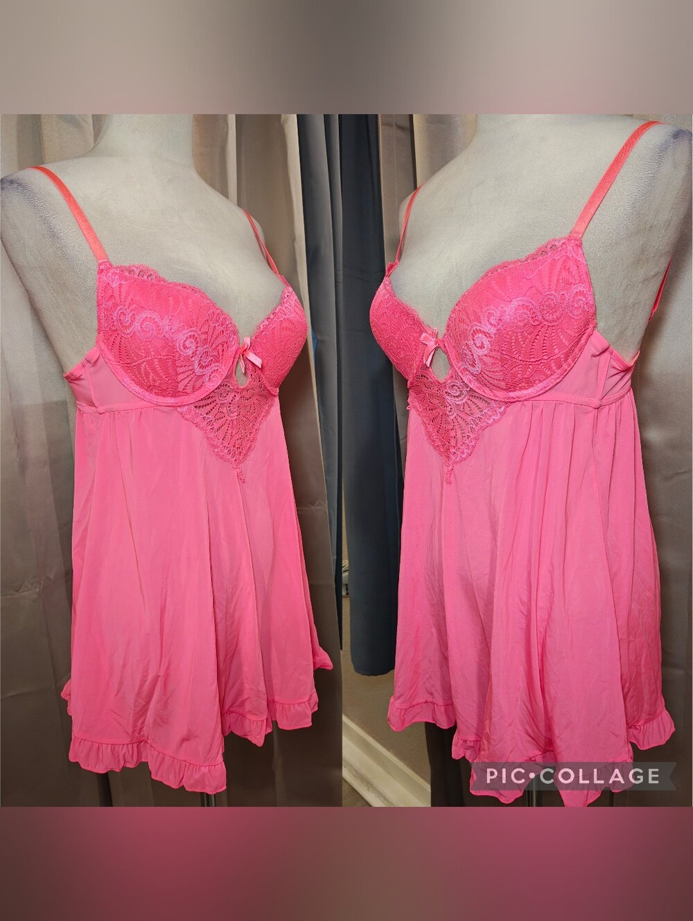 💋Y2K René Rofé Underwire Lace Babydoll Chemise Lingerie Dress💋 - Picture 3 of 7